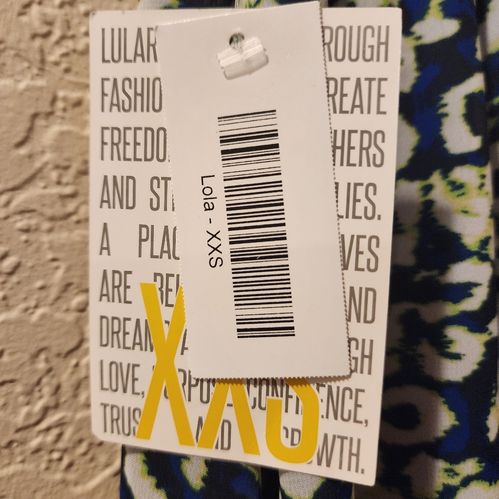 Lularoe Lola skirt XXS Cheetah pattern lime green cobalt blue black  NWT - Picture 2 of 4